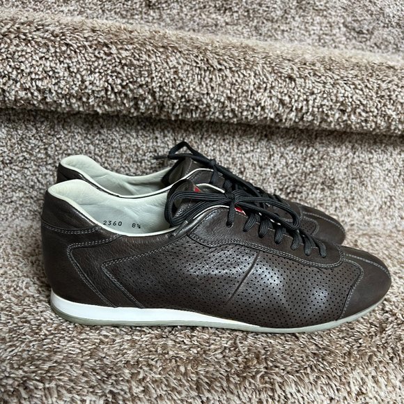 PRADA Men's Olive Casual Sports Leather Shoes - Picture 2 of 13